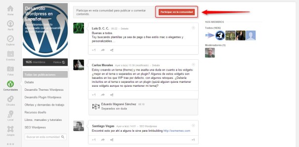 Comunidades Google Plus Participar