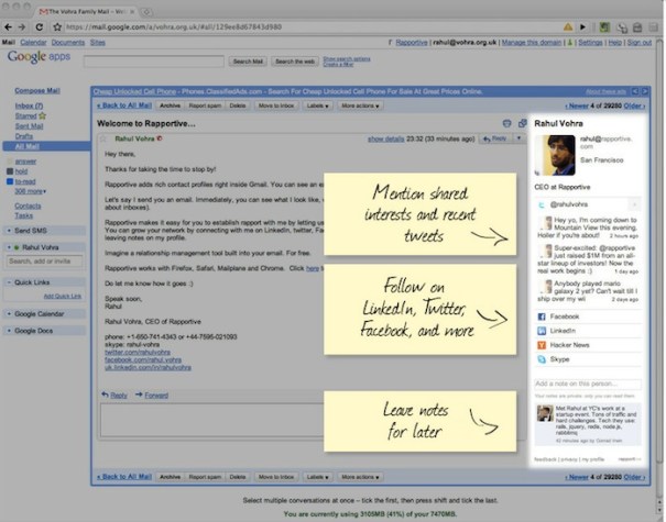 LinkedIn Rapportive Gmail
